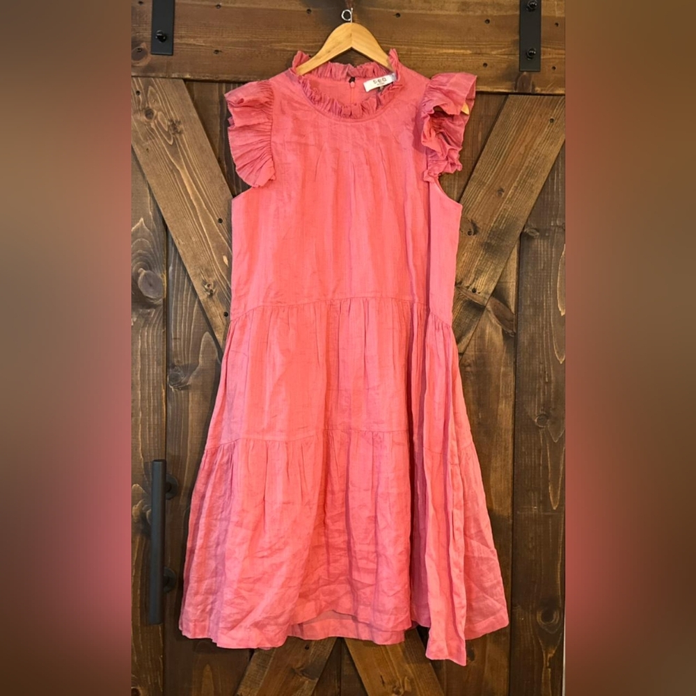 Sea New York Coral Pink Ruffled Casual Dress